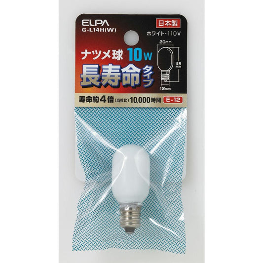 ELPA Long Life Night Light Bulb 10W White E12 G-L14H(W)
