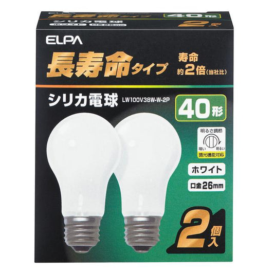 ELPA Long-Life Silica Bulb 40W Type E26 x 2