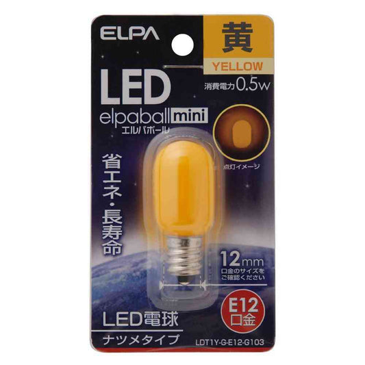 Asahi Electric ELPA LED Natsume Shape Yellow E12 LDT1Y-G-E12-G103