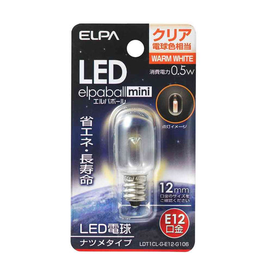 Asahi Electric ELPA LED Natsume Type E12 Clear Bulb LDT1CL-G-E12-G106