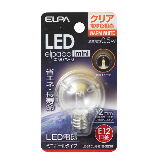 ELPA LED Decorative Bulb G30 Type Long Life E12 LDG1CL-G-E12-G236
