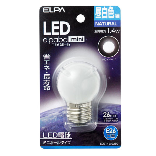 ELPA LED Decorative Bulb Mini Ball G40 Type LED Energy Saving E26 1.4W LDG1N-G-G250