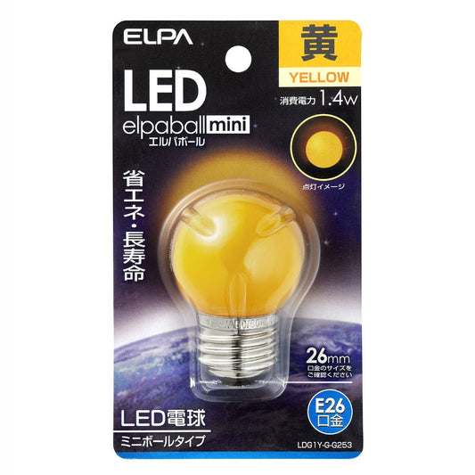 ELPA LED Decorative Bulb G40 Type Long Life Energy Saving E26 LDG1Y-G-G253