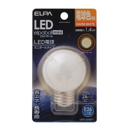 ELPA LED Decorative Bulb G50 Type Long Life Energy Saving E26 LDG1L-G-G271