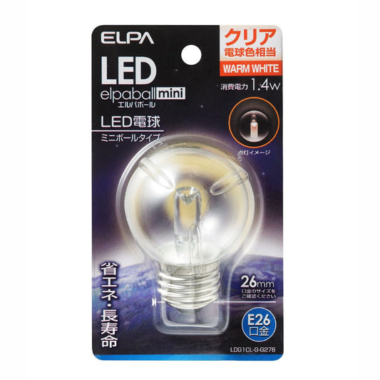 ELPA LED Decorative Bulb G50 Type Long Life Energy Saving E26 LDG1CL-G-G276