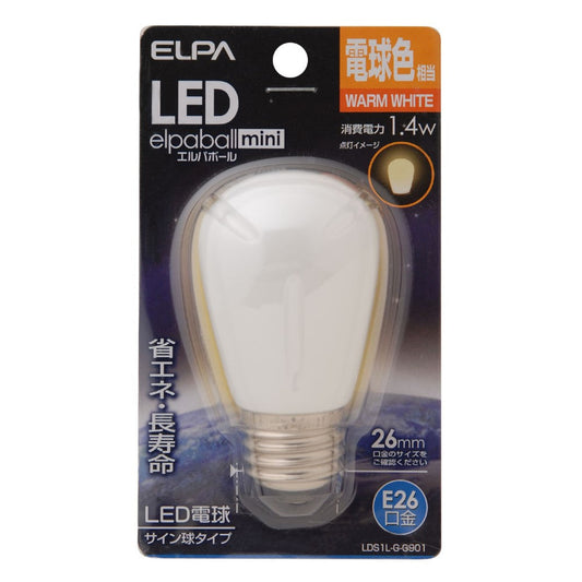 ELPA LED Decorative Bulb Sign Shape Long Life Energy Saving E26 LDS1L-G-G901