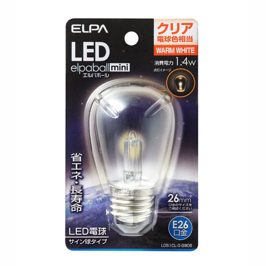 ELPA LED Decorative Bulb Sign Ball Type Long Life Energy Saving E26 LDS1CL-G-G906