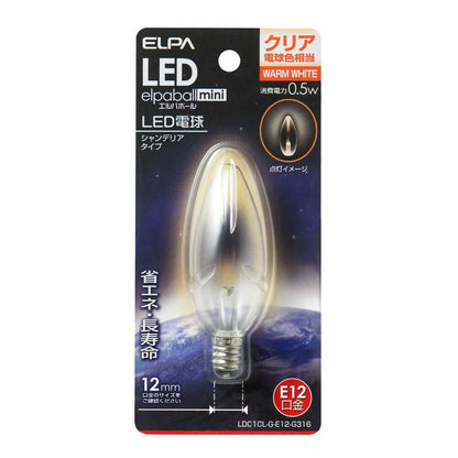 ELPA LED Decorative Bulb Chandelier Shape LED Energy Saving E12 0.5W LDC1CL-G-E12-G316