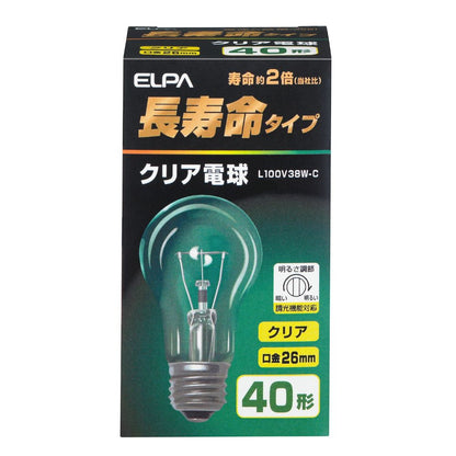 Asahi Electric ELPA Long-life Clear Bulb L100V38W-C