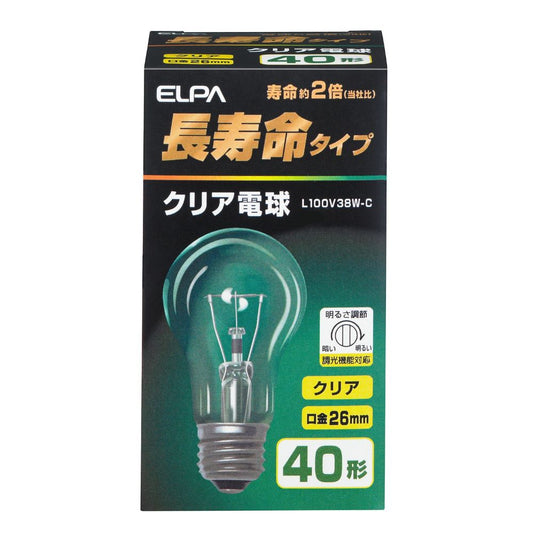 Asahi Electric ELPA Long-life Clear Bulb L100V38W-C
