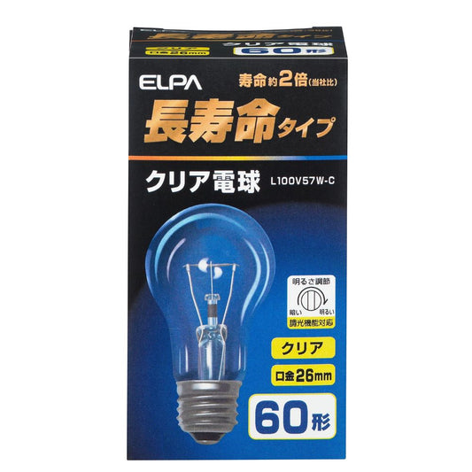 Asahi Electric ELPA Long-life Clear Bulb L100V57W-C