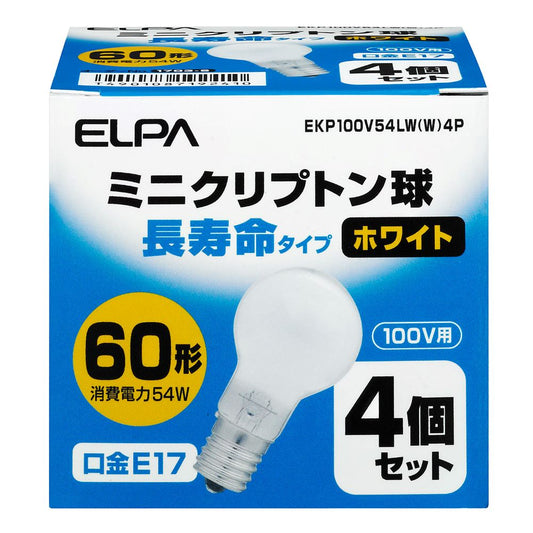 Elpa ELPA Long-Life Mini Clear Incandescent Bulb E17 60W Type EKP100V54LW(W) 4-Pack