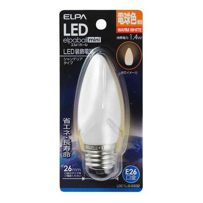 ELPA LED Decorative Bulb Chandelier Shape Long Life Energy Saving E26 LDC1L-G-G332