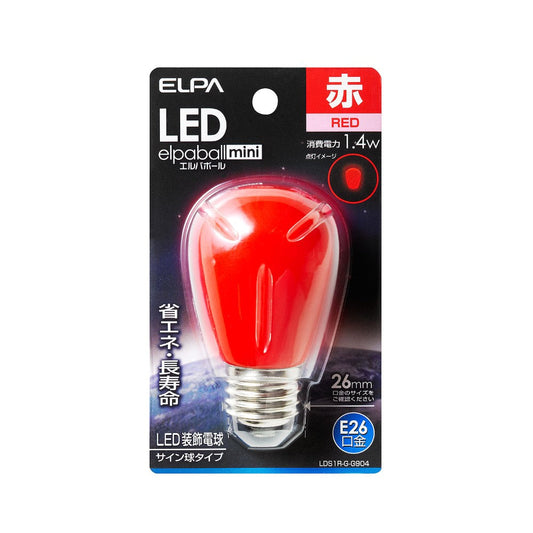 ELPA LED Decorative Bulb Sign Ball Type Long Life Energy Saving E26 LDS1R-G-G904