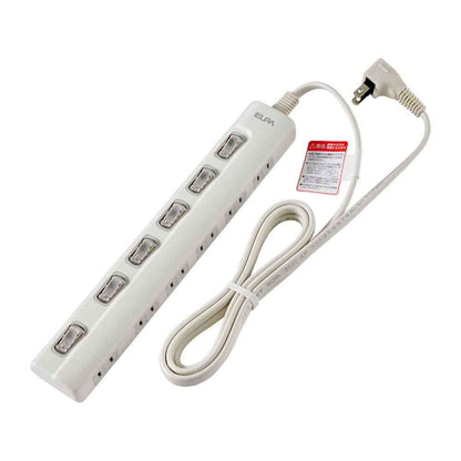 ELPA LED Lamp Switch Power Strip 6 Outlets 2m WLS-LY62EB White