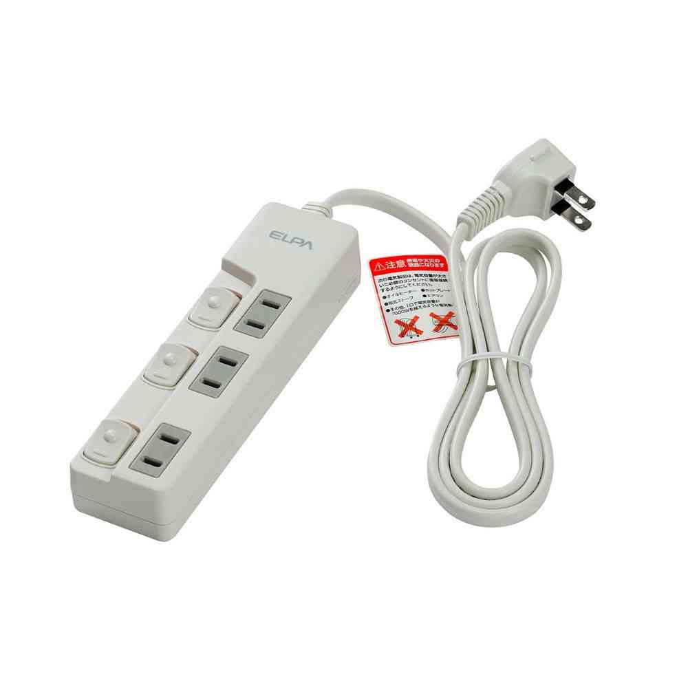 ELPA Lamp-Free Switch Power Strip 3 Outlets 1m WLS-U31EB White