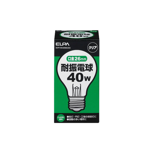 ELPA Earthquake Resistant Bulb Incandescent Bulb Shock Resistant 40W EVP110V40WA55C