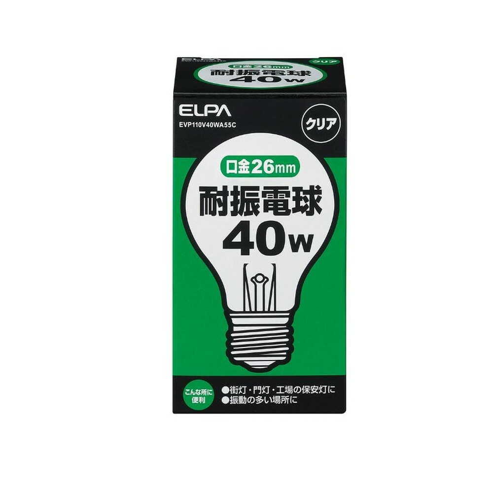 ELPA Earthquake Resistant Bulb Incandescent Bulb Shock Resistant 40W EVP110V40WA55C