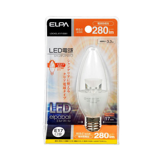 ELPA LED Bulb Chandelier LED Energy Saving E17 3.3W LDC4CL-E17-G351