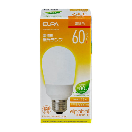 Asahi Electric ELPA Bulb-shaped Fluorescent Lamp A Type 60W Equivalent EFA15EL/11-A062H