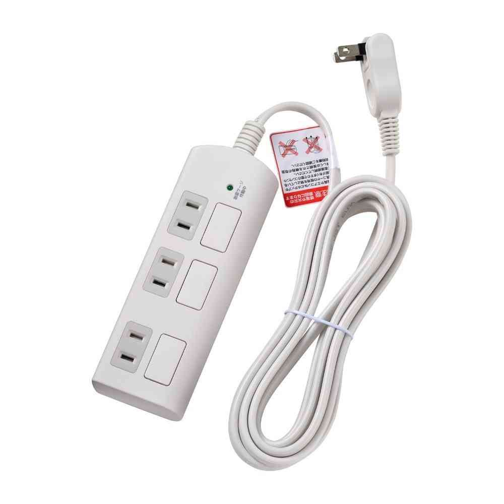 ELPA Surge Protector with Individual Switch AC 3 Outlets 3m White WBS-LS303F