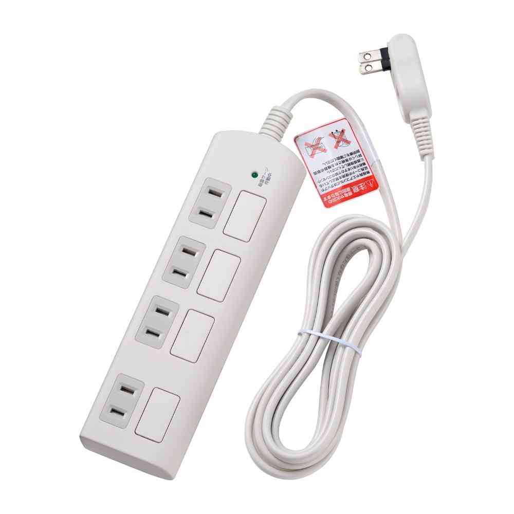 ELPA Surge Protector with Individual Switch AC 4 Outlets 2m White WBS-LS402F
