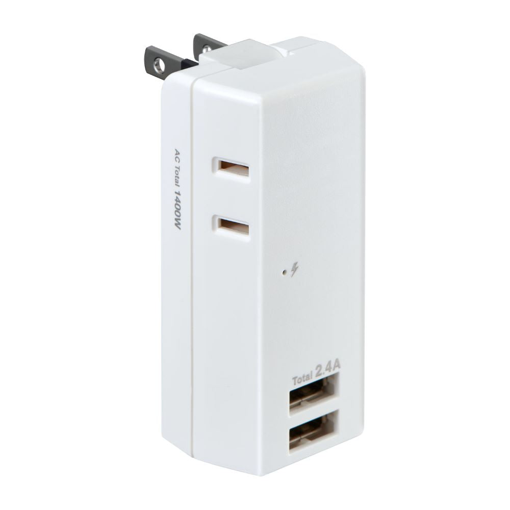 Elpa ELPA Lightning-Proof USB Tap 2 Outlets 2 Ports 2.4A Surge Guard UA-222SB