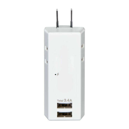 Elpa ELPA Lightning-Proof USB Tap 2 Outlets 2 Ports 3.4A Surge Guard Storage Plug Overcurrent Protection UA-223SB