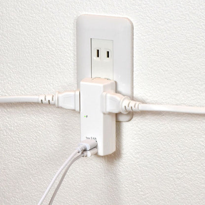 Elpa ELPA Lightning-Proof USB Tap 2 Outlets 2 Ports 3.4A Surge Guard Storage Plug Overcurrent Protection UA-223SB