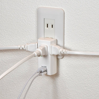 ELPA Lightning Surge Protector USB 2 Port Tap 3 Ports 2.4A UA-322SB
