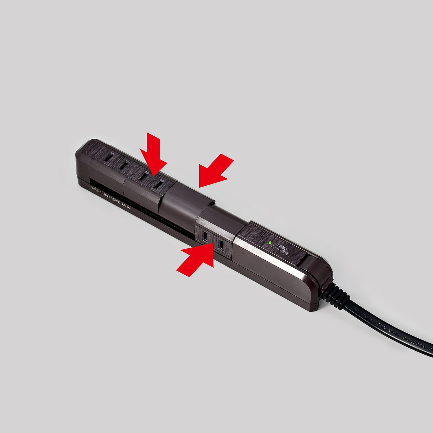 Asahi Denki ELPA Surge Resistant 4 Outlet 2m Slim Rotating Tap WBS-SL402SB(WD)