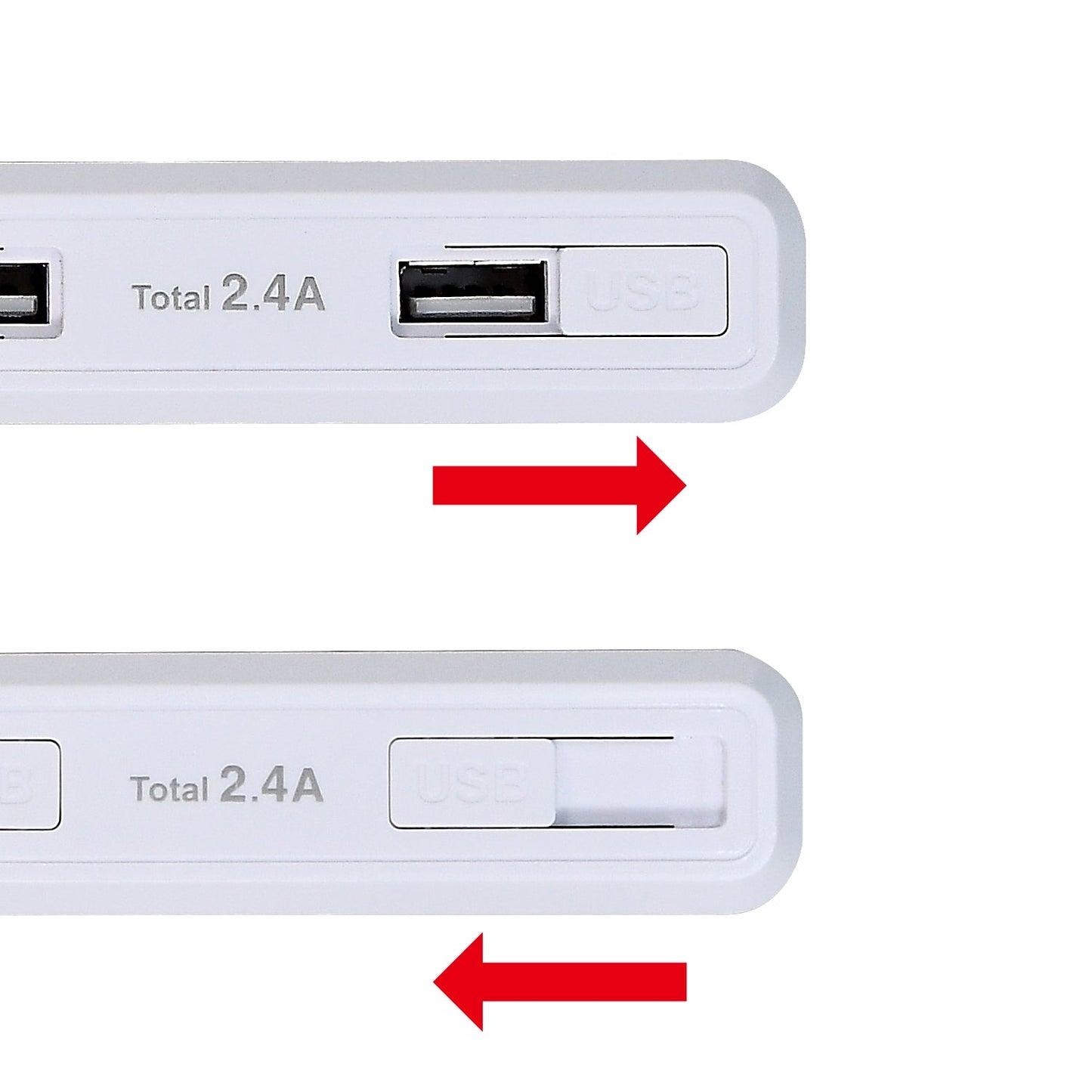 Asahi Denki Elpa WBS-SL402USB(W) Slim Rotating USB Tap 4P 2m