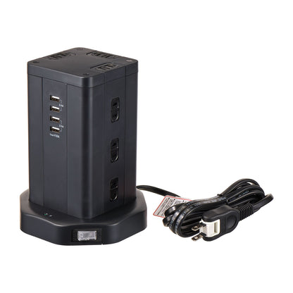ELPA Tower Type Tap 12P 4USB 2m 12 Ports WBS-TW1204USB(BK)