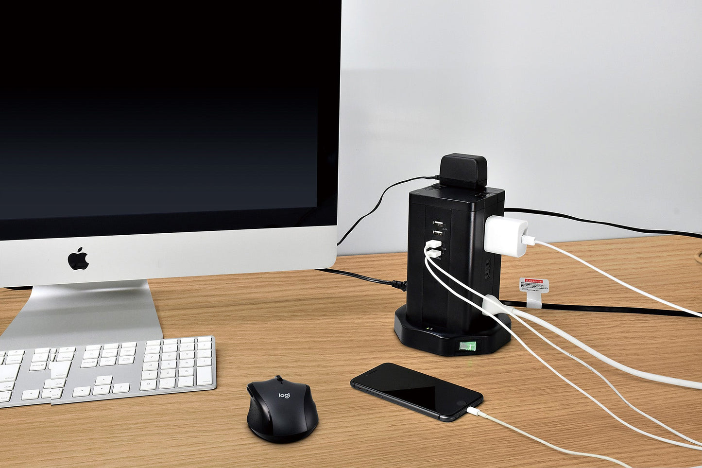ELPA Tower Type Tap 12P 4USB 2m 12 Ports WBS-TW1204USB(BK)