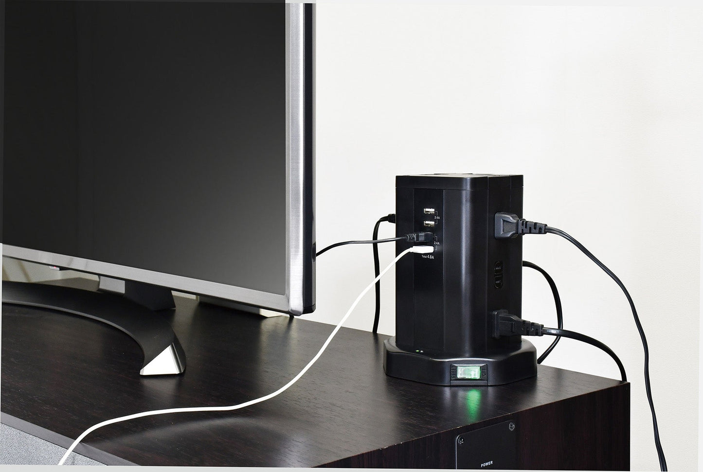 ELPA Tower Type Tap 12P 4USB 2m 12 Ports WBS-TW1204USB(BK)