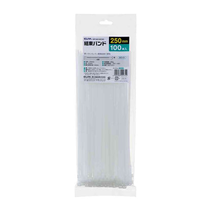 ELPA Cable Ties 250mm KBF-S250100 (WH) 100 Pieces