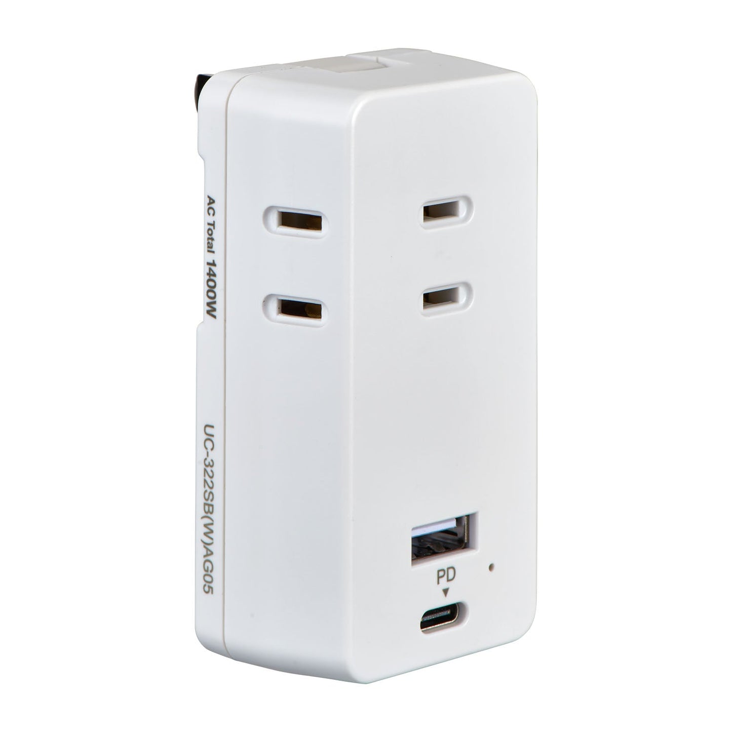Asahi Denki ELPA USB Tap PD20W PD Compatible 3 Outlets UC-322SB(W)