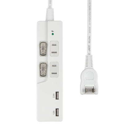 Elpa Switchable USB Tap 2P USB Charging WBK-2232SUA W