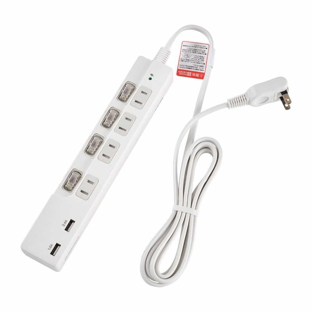 Elpa Switchable USB Tap 4P USB Charging WBK-4232SUA W