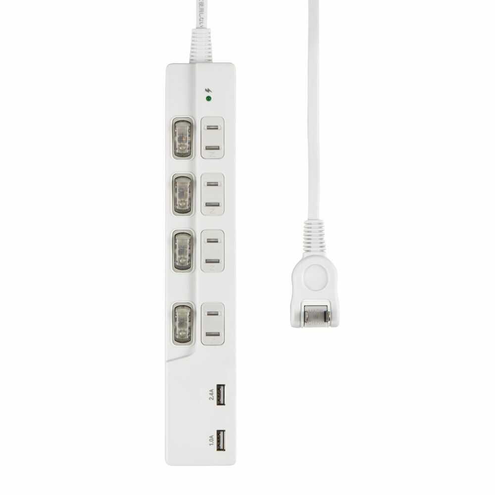 Elpa Switchable USB Tap 4P USB Charging WBK-4232SUA W