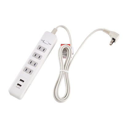 Asahi Denki ELPA Central Switch USB Tap 4P 2m WLS-4232BUA(W)