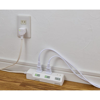 ELPA Lightning-Proof Power Strip with Switch 3 Outlets 5M WLK-35S White