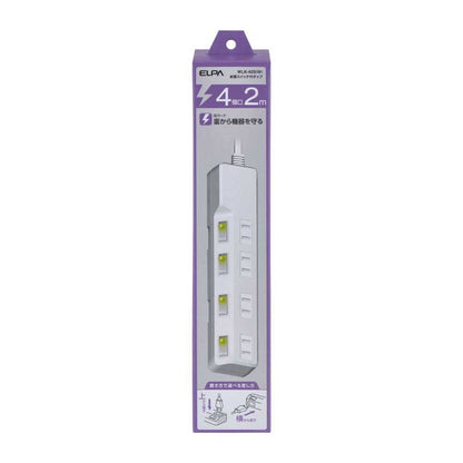 Elpa ELPA Lightning-Proof Switch Tap 4P2M Surge Guard LED Indicator for ON/OFF Energy Saving WLK-42S (W)