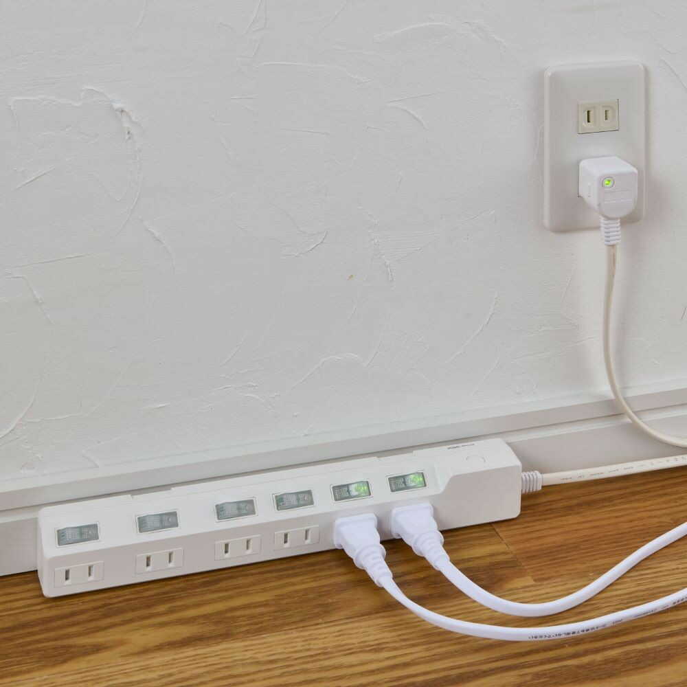 Elpa ELPA Lightning-Proof Switch Tap 6P1M Surge Guard LED Indicator for ON/OFF Energy Saving WLK-61S (W)