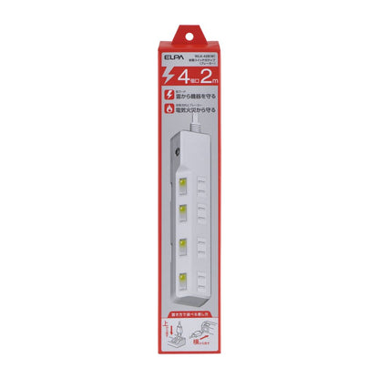 Elpa ELPA Breaker Equipped Lightning-Proof Switch Tap 4P2M Surge Guard WLK-42B (W)