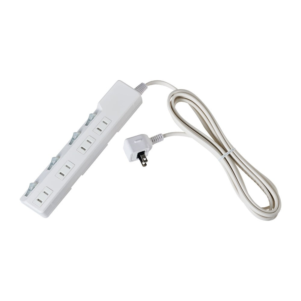 ELPA Circuit Breaker Lightning-Proof Power Strip with Switch 4 Outlets 3M WLK-43B White