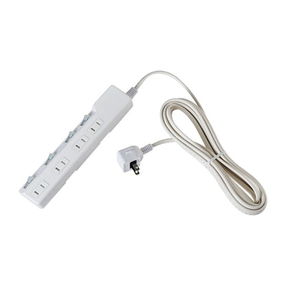 ELPA Circuit Breaker Lightning-Proof Power Strip with Switch 4 Outlets 5M WLK-45B White