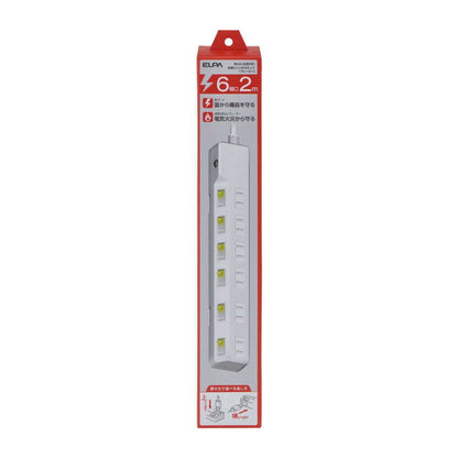 Elpa ELPA Lightning-Proof Switch Tap 6P2M Surge Guard WLK-62B (W)