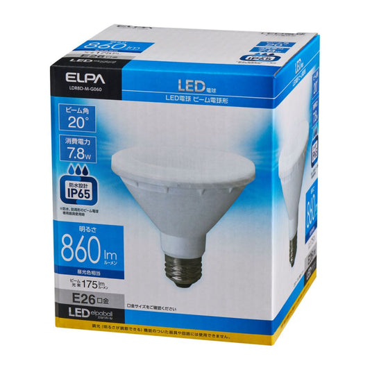 Elpa ELPA LED Bulb Beam Type LED Energy Saving Outdoor E26 7.8W LDR8D-M-G060