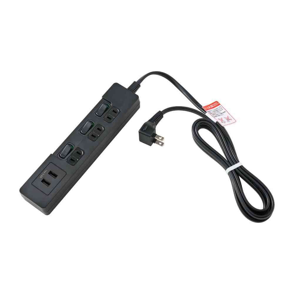 Elpa ELPA Power Tap with No Lamp Individual Switch AC 3 Outlets USB-A×2 2m Black WLS-E3232UA